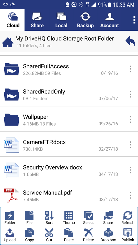 DriveHQ File Manager screenshots - Cloud File Storage, Sync & Sharing software