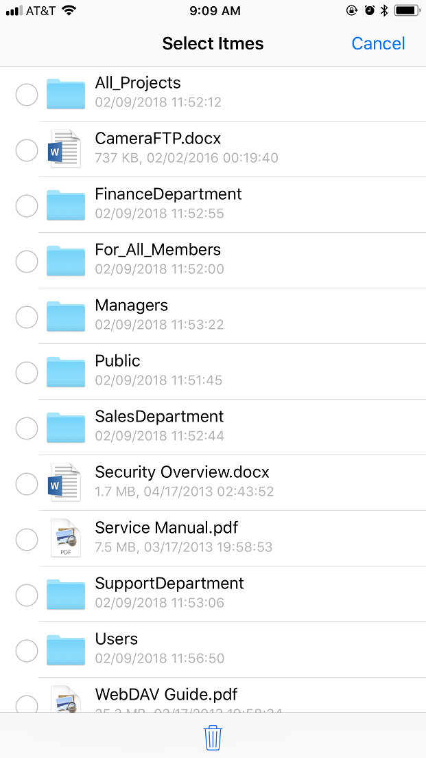 DriveHQ FileManager for iPhone screenshot - Access shared folders with granular access control