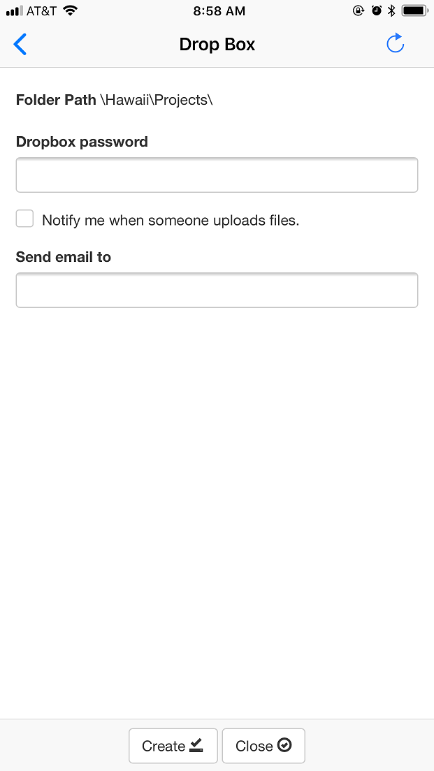 DriveHQ FileManager for iPhone screenshot - Create a File Drop Box for anybody to upload files to you