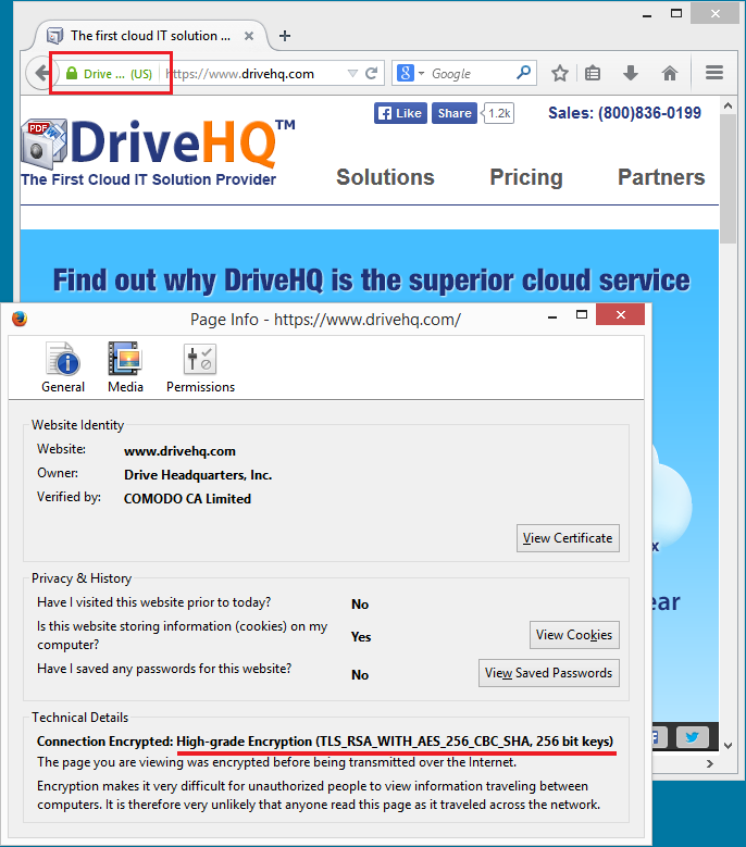 DriveHQ.com in Firefox